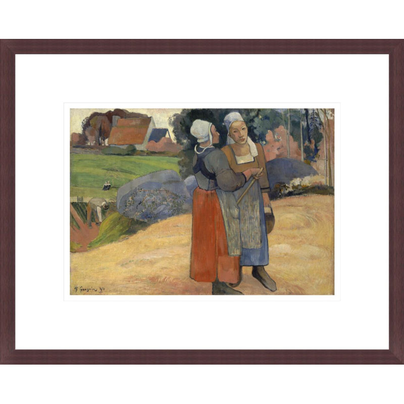 Paysanes bretonnes par Paul Gauguin - Estampe numérique encadrée, H 13,5 po x l 16,75 po