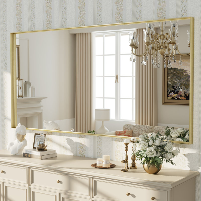Miroir mural Aevar, 60 po x 30 po, Or brossé