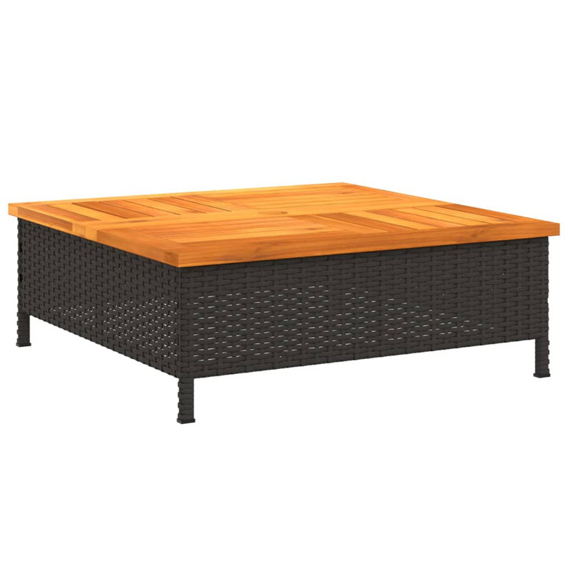 Parasol Base Cover 70X70x25 Cm Poly Rattan And Acacia, Black/Brown
