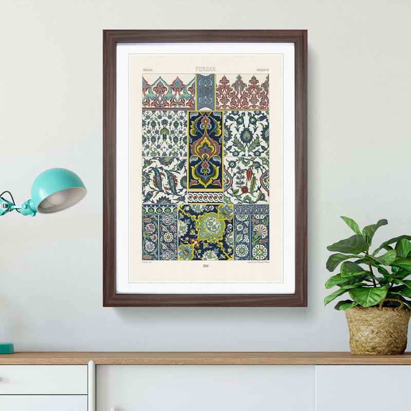 Persian Patterns by Albert Racinet - Picture Frame Painting Print, 87cm H x 62cm W x 2cm D, Walnut Framed
