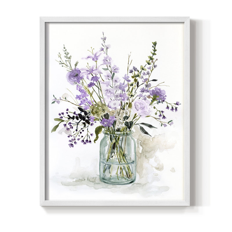 «Mauve Passion II», reproduction encadrée - bois massif, Blanc, H 14 po x l 11 po
