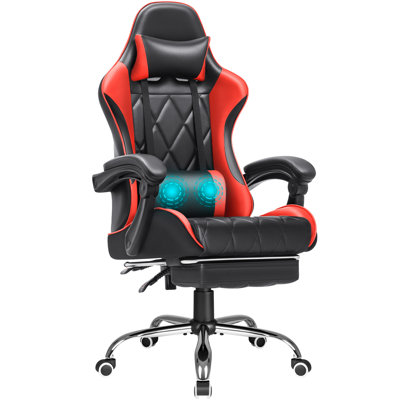 Fauteuil de jeu de course et de course inclinable, réglable et ergonomique en similicuir avec repose-pieds