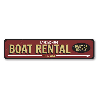 Boat Rental This Way Arrow Aluminum Sign