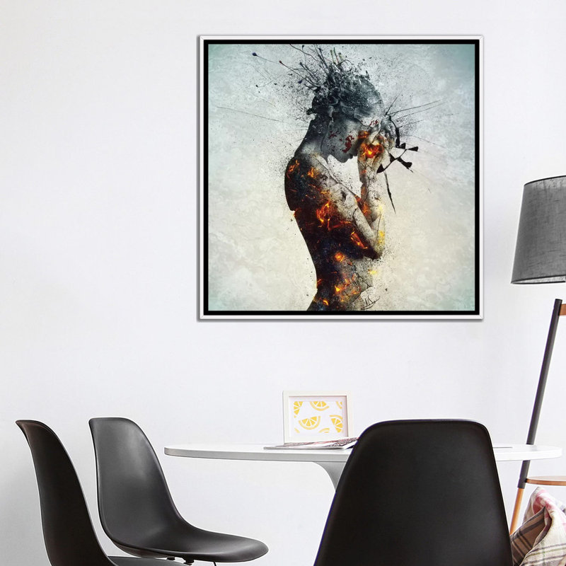 " Deliberation " by Mario Sanchez Nevado, 37" H x 37" W, Floater Framed Canvas, White