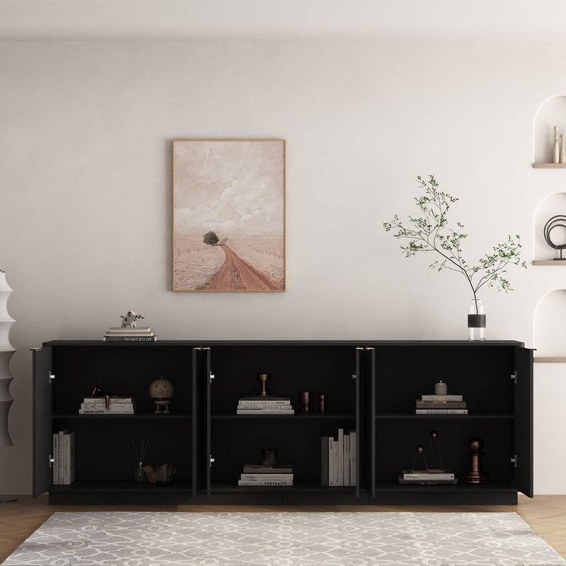 Buffet moderne avec tablettes réglables, Black