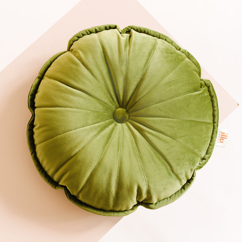 Velvet Dreamscape Circular Floor Cushion, Olive Green/Warm Green