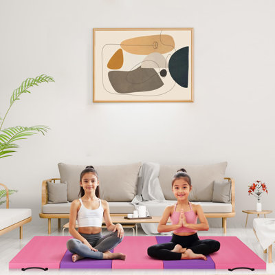 Gymnastics Mat, 6' x 8" x 2" / 6.2' x 6" x 1.3" Foldable Exercise & Tumbling Mat, Thick Portable Home Gym Floor Pad