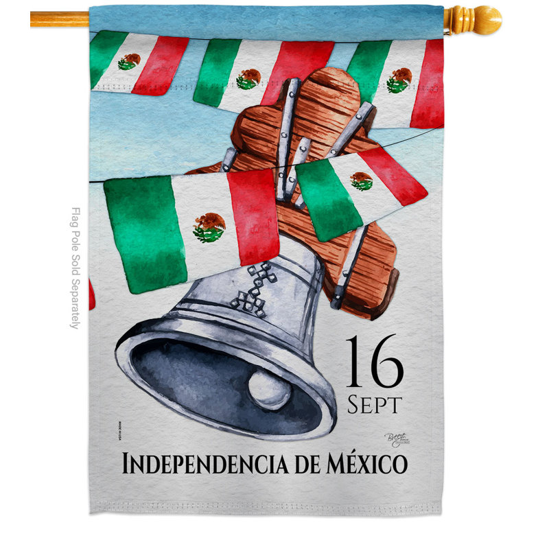 Drapeau de maison mexicain à 2 côtés en polyester 40 po x 28 po