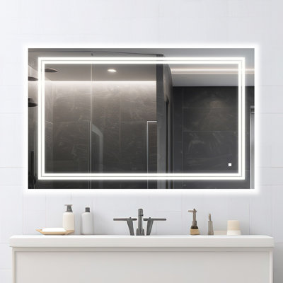 Miroir mural de salle de bain avec gradateur, désembueur, commande tactile, rétroéclairé et rétroéclairé 40 po x 36 po x 1 po Soho