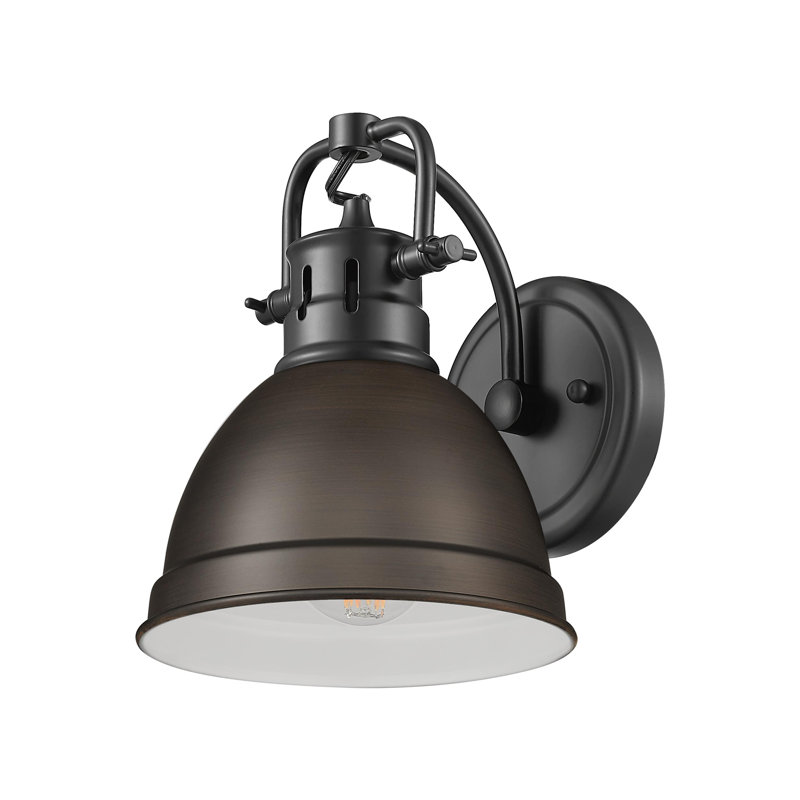 Meuble-lavabo 1 lumière Brianni, Noir mat, Bronze huilé