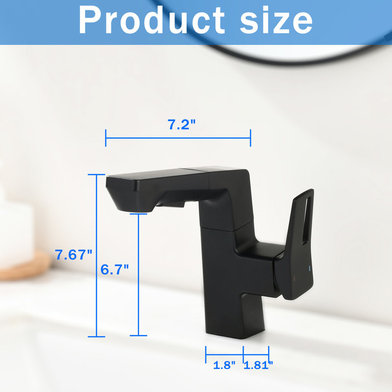 Robinet de salle de bain moderne noir mat à DEL, température numérique, bec rétractable, métal robuste, robinet intelligent pivotant à 360 ° pour la salle de bain, contrôle de la température, trou unique