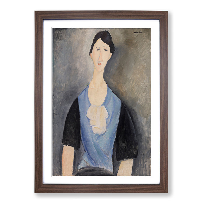 Portrait of a Woman Vol.6 by Amedeo Modigliani - Framed Print, 36cm H x 27cm W x 2cm D, Walnut Framed