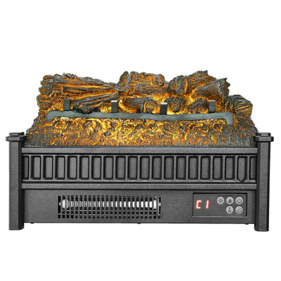 20 Inch Electric Log Fireplace Heater 1500W Fast Heating 5 Flame Brightness Colour Choices Timer Remote Control Precise Temperature Multiple Protections Black Abs