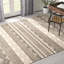 Tapis gris / ivoire en laine / coton tissé à la main à rayures Jacques-1037532401