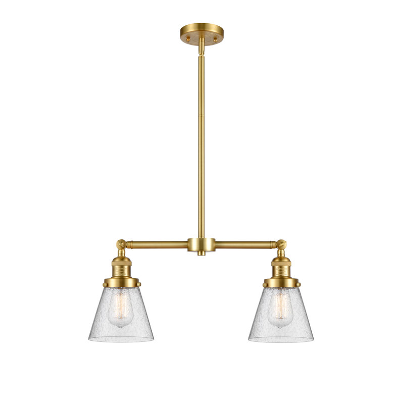 Stonecipher 2 - Light Kitchen Island Pendant, 6 Watt Vinage LED Bulb, Seedy, Satin Gold