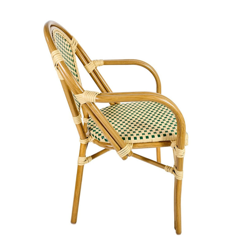 french Set Includes 40" Table and 4 Chairs with Arms by Chivari, Beige/Green
