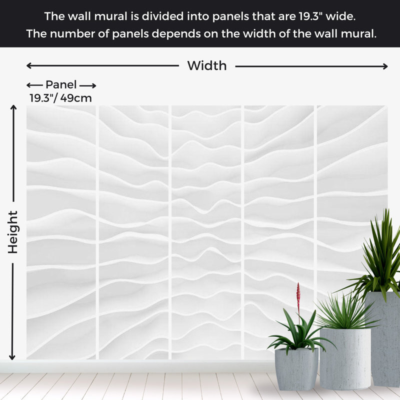Murale abstraite pelez et collez - Mur en origami, L 110 po x l 154 po