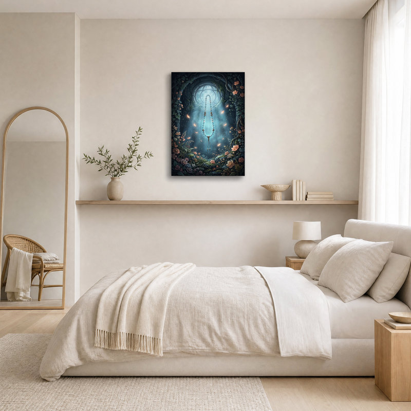 «Blue Prayer Billes in Floral Grotto», art mural sur toile, H 24 po x l 16 po