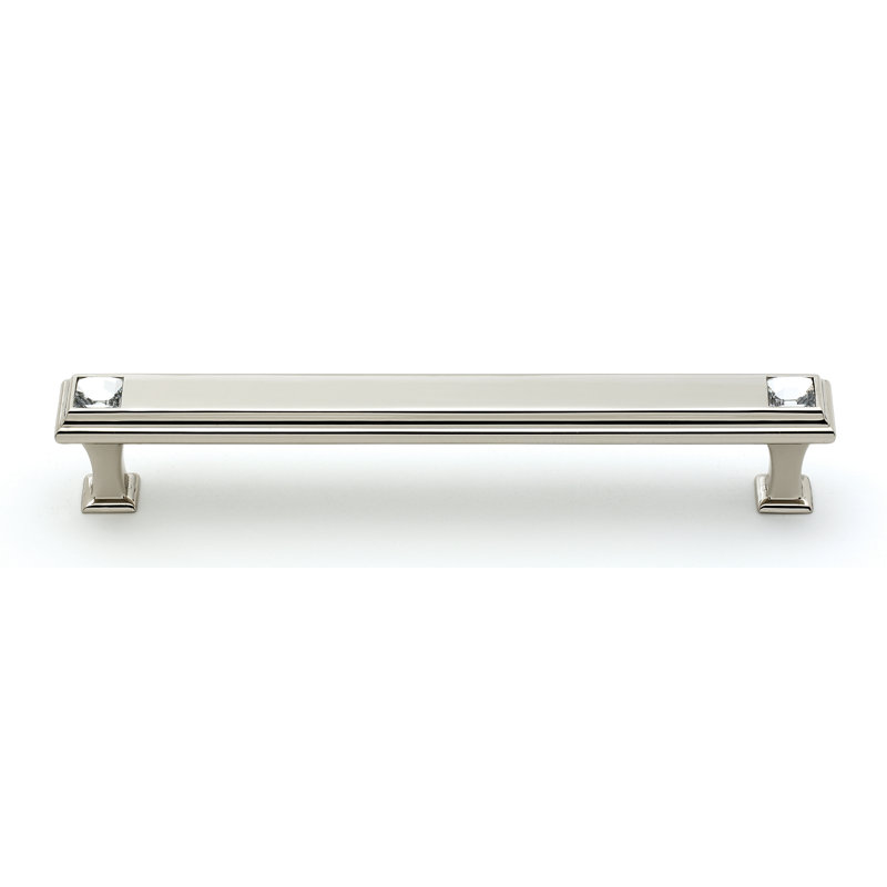 Poignée barre géométrique, Nickel poli, 4"