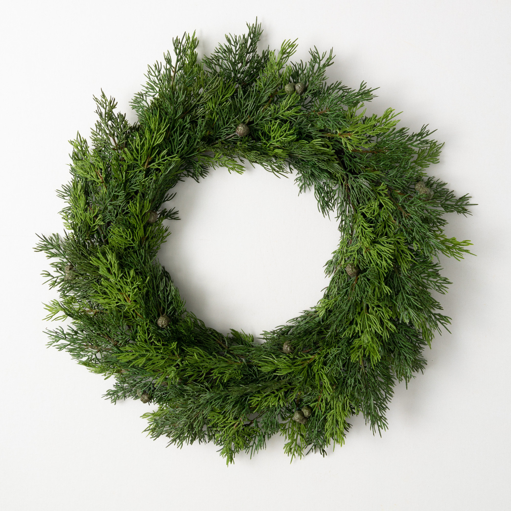 Artificial Pine and Berry Wreath, 23" H x 2.5" W x 23" D