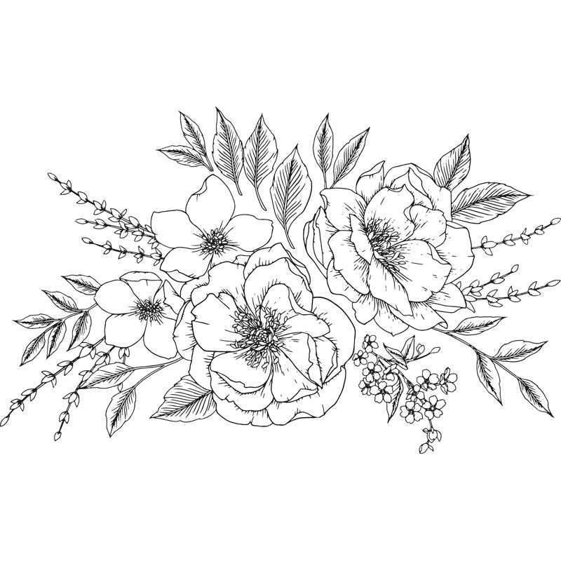Adhésif décoratif pivoines et roses