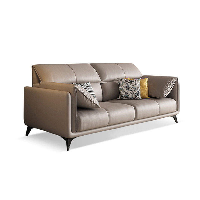 Gray Genuine Leather Standard Sofa cushion Loveseat