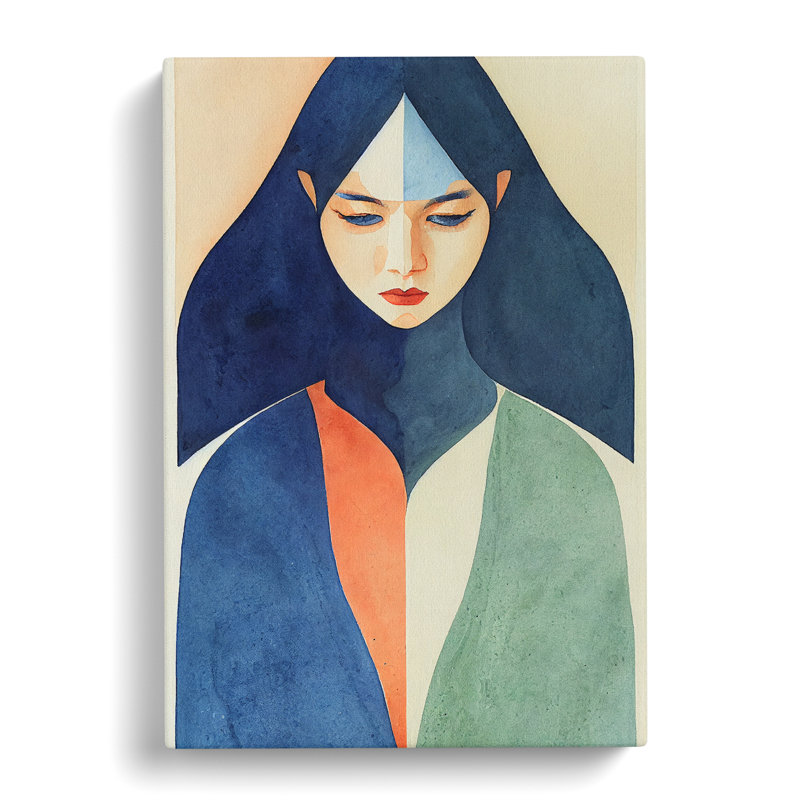 Woman Abstract Watercolour No.1 - Wrapped Canvas, 76cm H x 50cm W x 3cm D