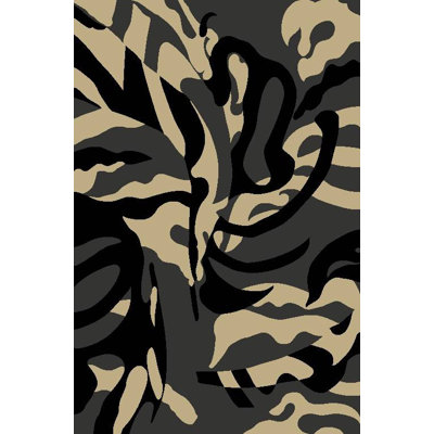 Tapis intérieur / extérieur noir / beige Dossantos Camouflage