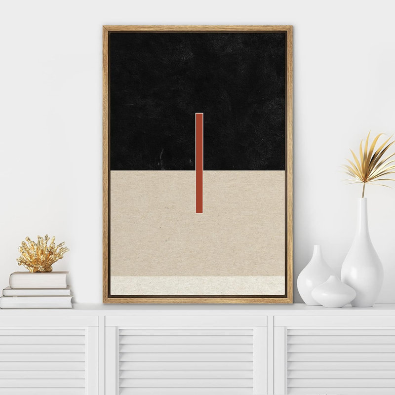 Motif géométrique art déco rouge et noir, formes abstraites, minimalisme, décoration murale nordique contemporaine sur toile