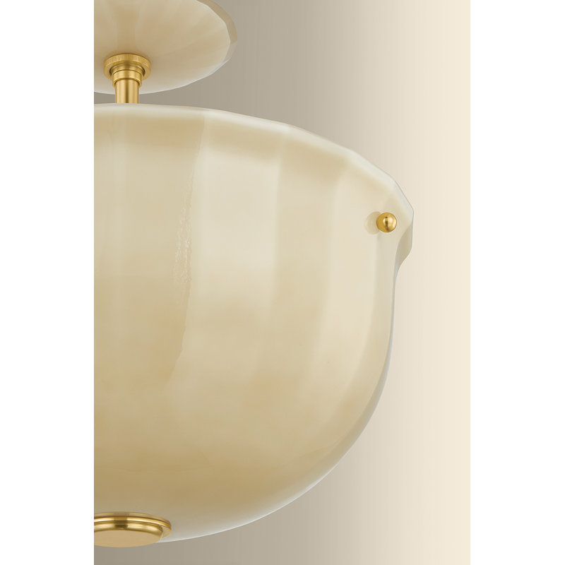 Nevins Semi Flush, Aged Brass