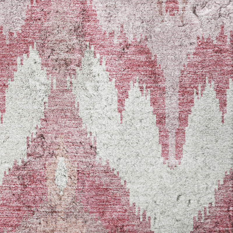 Tapis Dream Shag ADS743 Ikat lavable à la machine de qualité supérieure, Rosé, 5 pi x 7 pi 6 po