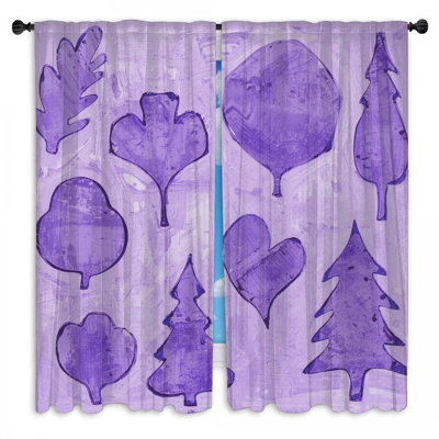 Rideaux de fenêtre mauve à motif de formes abstraites diaphane et obscurcissant - 2 panneaux