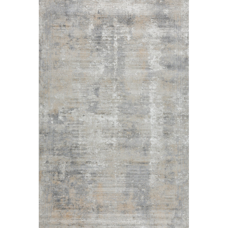 Brook Gray & Beige Abstract High-Low Modern Rug, Gray/Beige, 6'6" x 9'6"