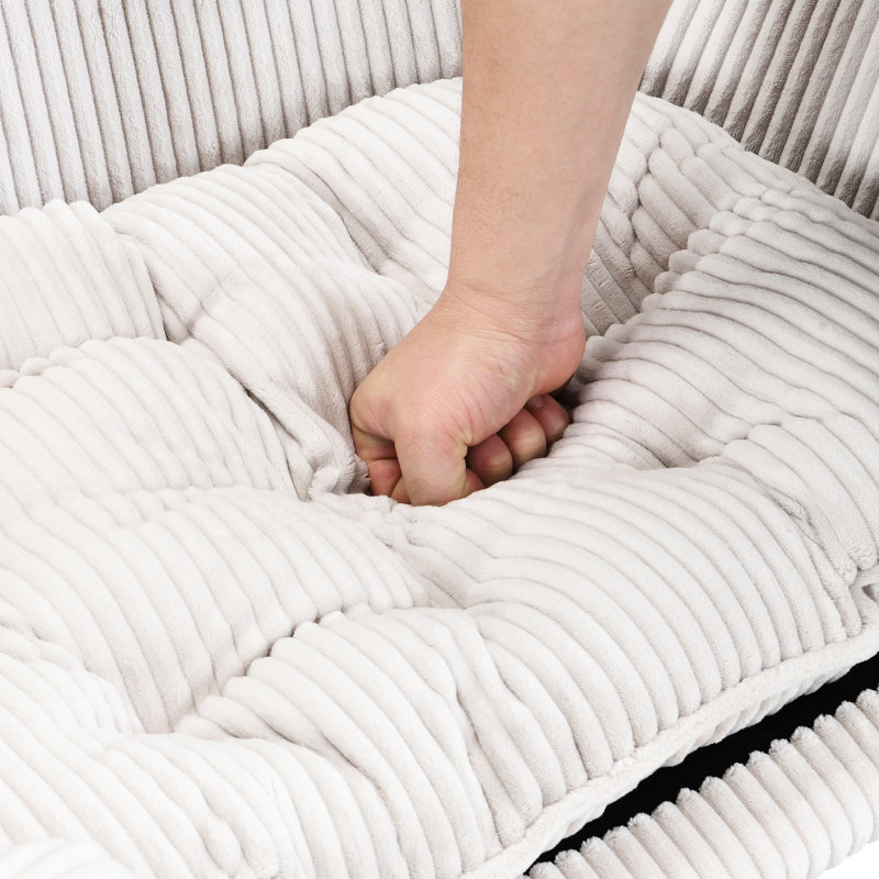 Petit cadre de lit pour chien avec un matériau en velours côtelé, des pieds en bois d'hévéa, de la mousse de soutien, une teinte beige, un assemblage sans effort pour une détente confortable
