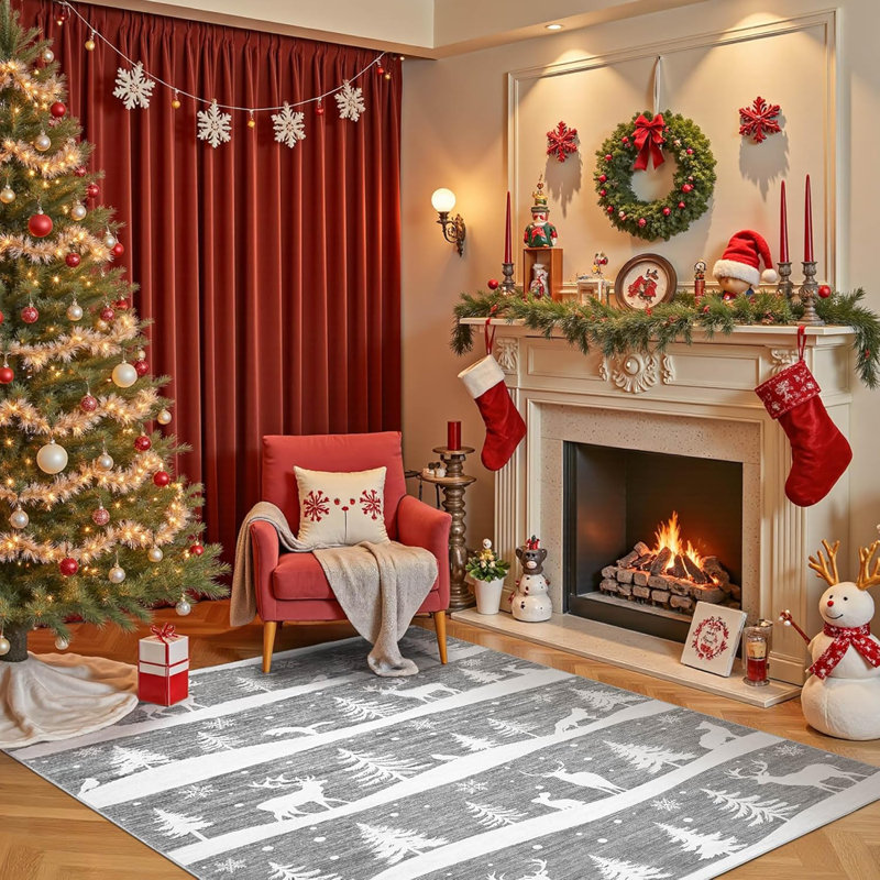 Tapis lavable antidérapant Christmas, Rectangle 9 pi x 12 pi