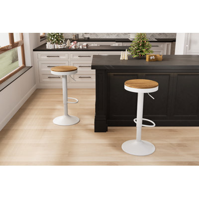 Swivel Adjustable Height Counter Stool with Metal Frame
