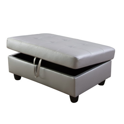 Semi PU Synthetic Leather Storage Ottoman