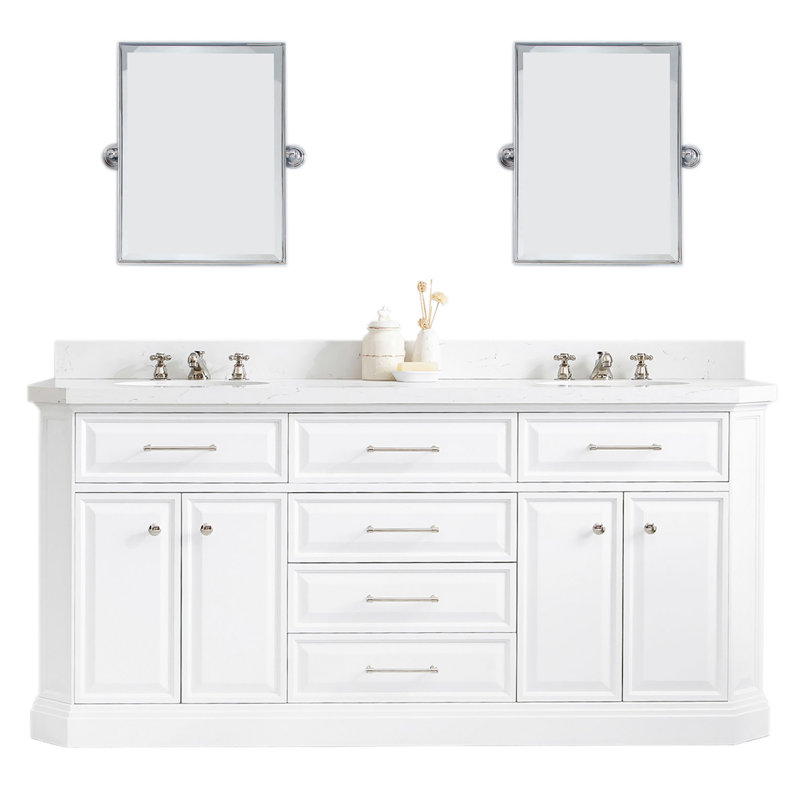 Palace 72'' W Vanity, Pure White, Polished Nickel