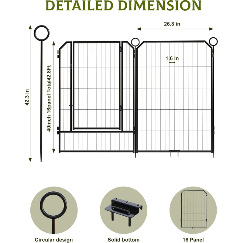 Panel Steel Pet Barrier With Door, 100.33cm H x 67.95cm W