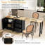 Buffet en bois avec table extensible, armoire de rangement multifonctionnelle avec 2 portes et 3 tiroirs, pour salon, bureau, vestibule et cuisine-121779380