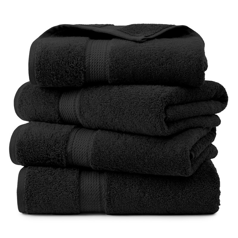 Serviette de bain de luxe en coton égyptien Donald, Noir