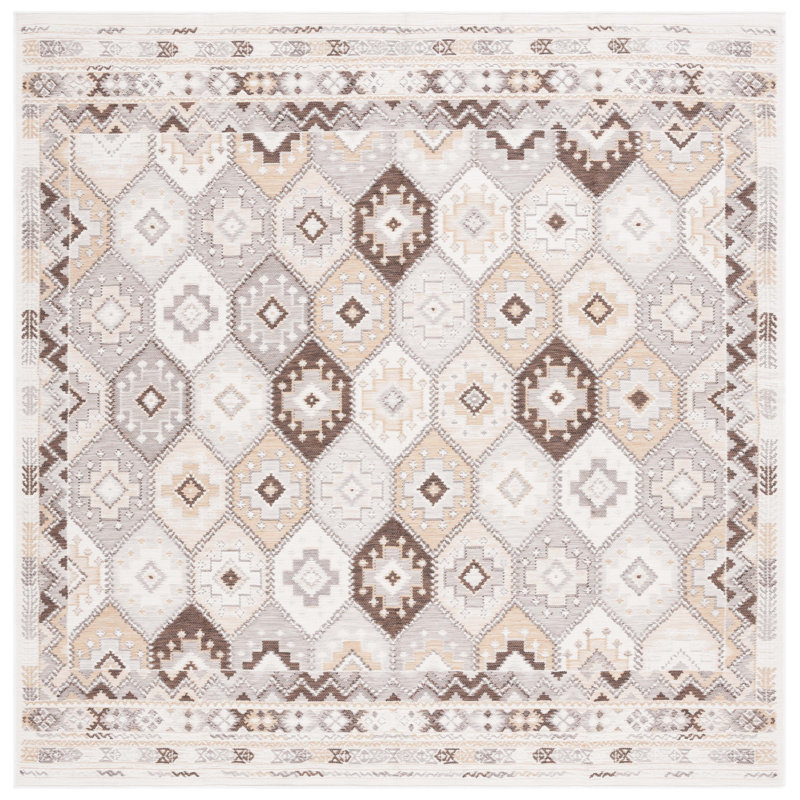 Tapis intérieur / extérieur Kaiyanna Sunrise, Carré 6 pi 7 po