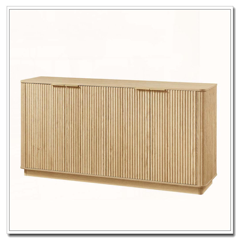 Buffet 63 "à rayures verticales avec rangement, Chêne