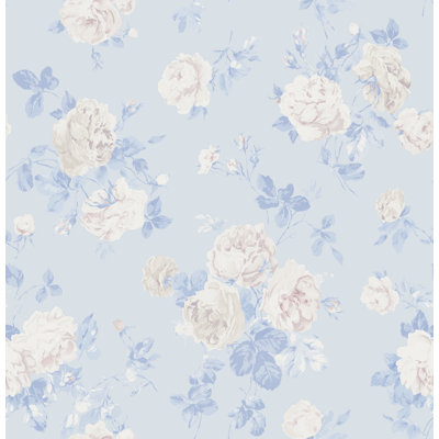 Everblooming Rosettes Whisper Blue Cabbage Rose Bouquets Wallpaper