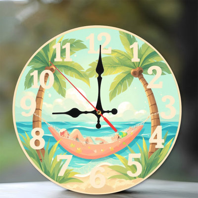 Horloge murale plage hamac tropical