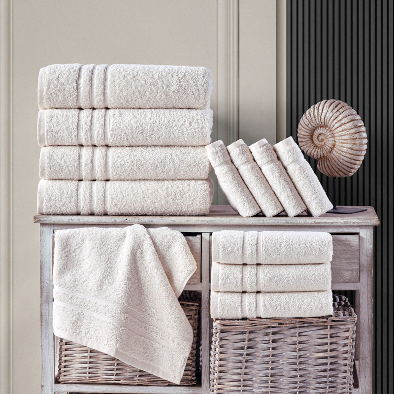 Besednice Premium Quality Soft Fluffy and Absorbent 100% Turkish Cotton Bath Towel Set, Sea Salt