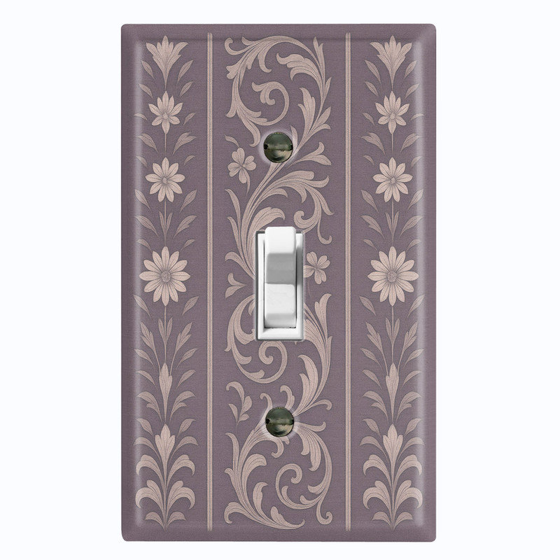 Couvercle de plaque d'interrupteur en métal; Bascule de taille standard 1 US - motif floral, # 1 à bascule simple