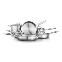 11 Pieces Stainless Steel Kitchen Cookware Set with Gold Stay-Cool Handles