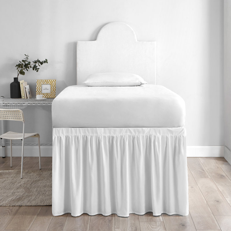 Ensemble de jupe de lit plissée à 3 panneaux, Blanc, Simple TG