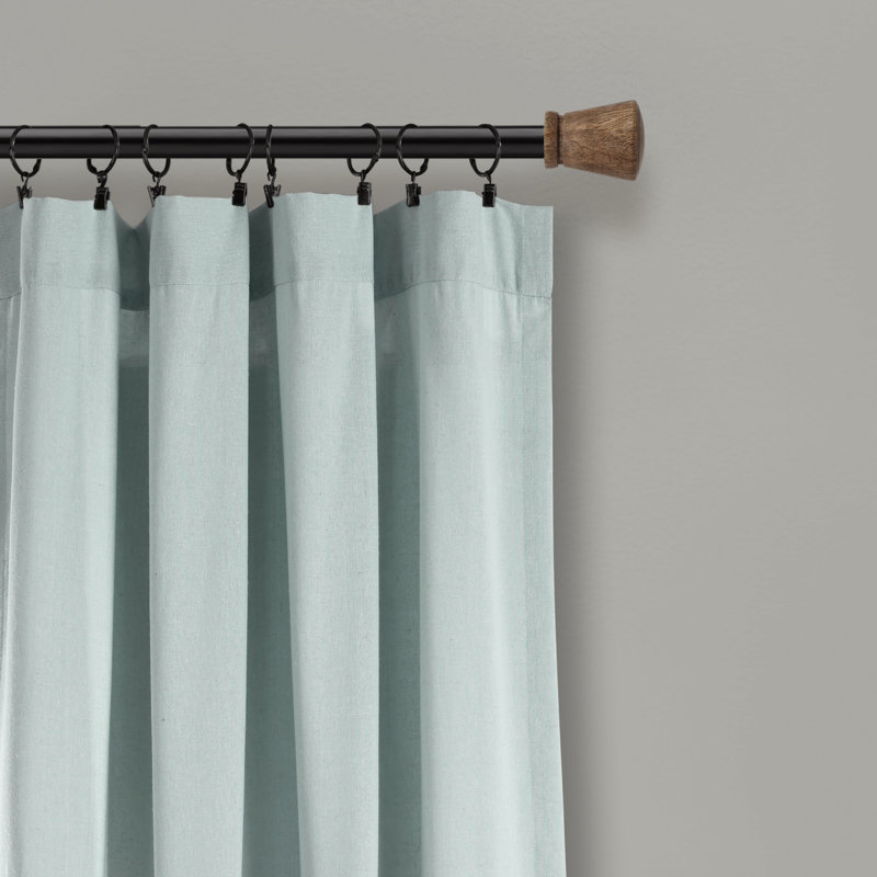 Panneau de rideau simple semi-diaphane avec passe-tringle Beckham, Bleu / blanc, L 40 po x L 95 po